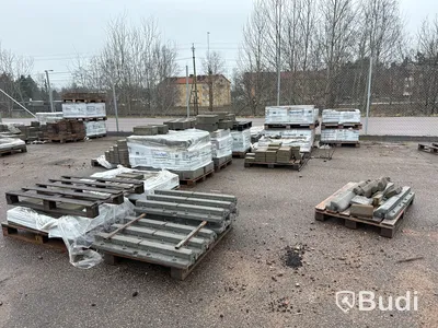 Stort parti marksten, skiffer, gatsten, gravstensmaterial etc.