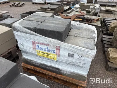 Stort parti marksten, skiffer, gatsten, gravstensmaterial etc.