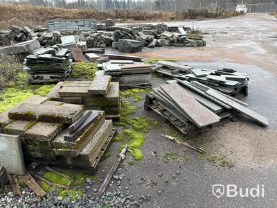 Stort parti marksten, natursten, gatusten & råmaterial till gravstenar