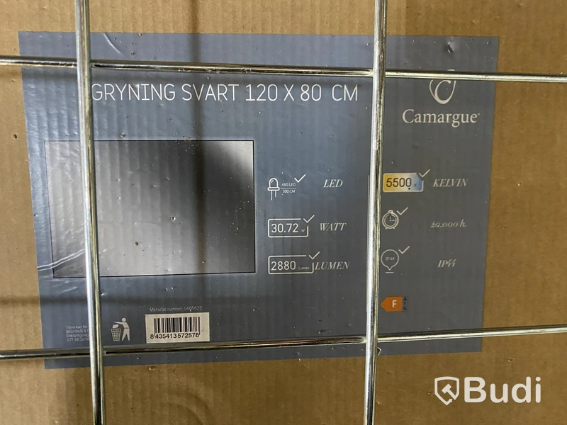 SPEGEL CAMARGUE GRYNING LED SVART 120X80CM