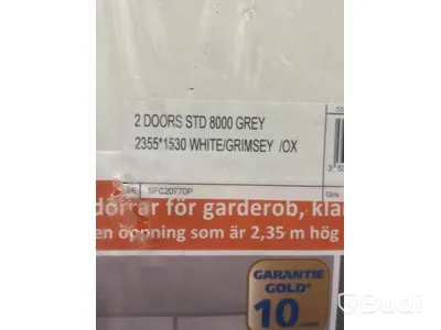 SKJUTDÖRR 1530X2355MM VIT/LJUSGRÅ 2-PACK