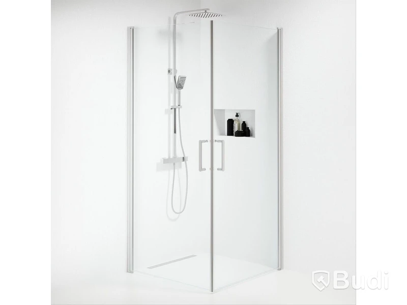 DUSCHHÖRNA CAMARGUE STRANDBO RAK KLARGLAS 80X80CM KROM