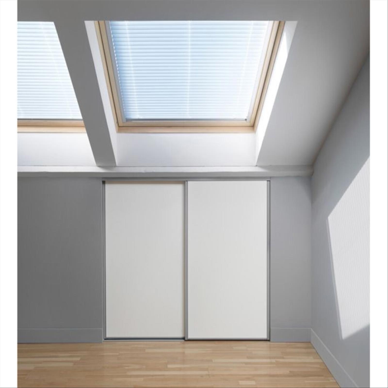 SKJUTDÖRR FÖR SNEDTAK 1200X1200MM VIT/LJUSGRÅ 2-PACK