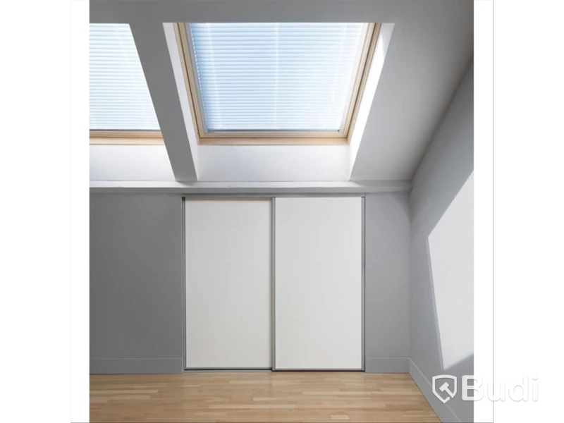 SKJUTDÖRR FÖR SNEDTAK 1200X1200MM VIT/LJUSGRÅ 2-PACK