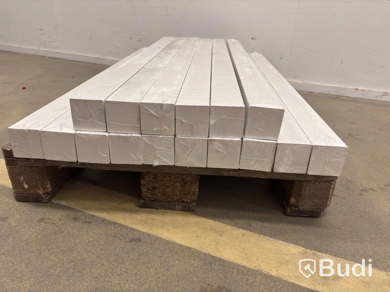 16 st. LIMTRÄSTOLPE PALMAKO VITMÅLAD 7X7X130 CM