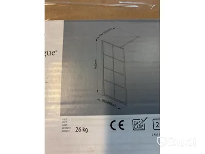 (NEW) CAMARGUE FRAME SHOWER WALL WITH BLACK BARS, 90 CM