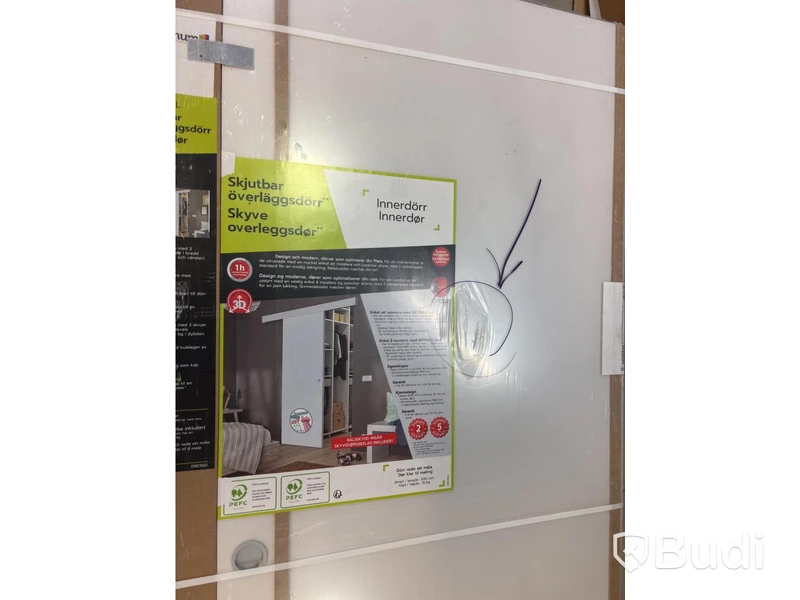 (NEW) SLIDING DOOR PEA830 2040X830MM WHITE INCL. TRACK