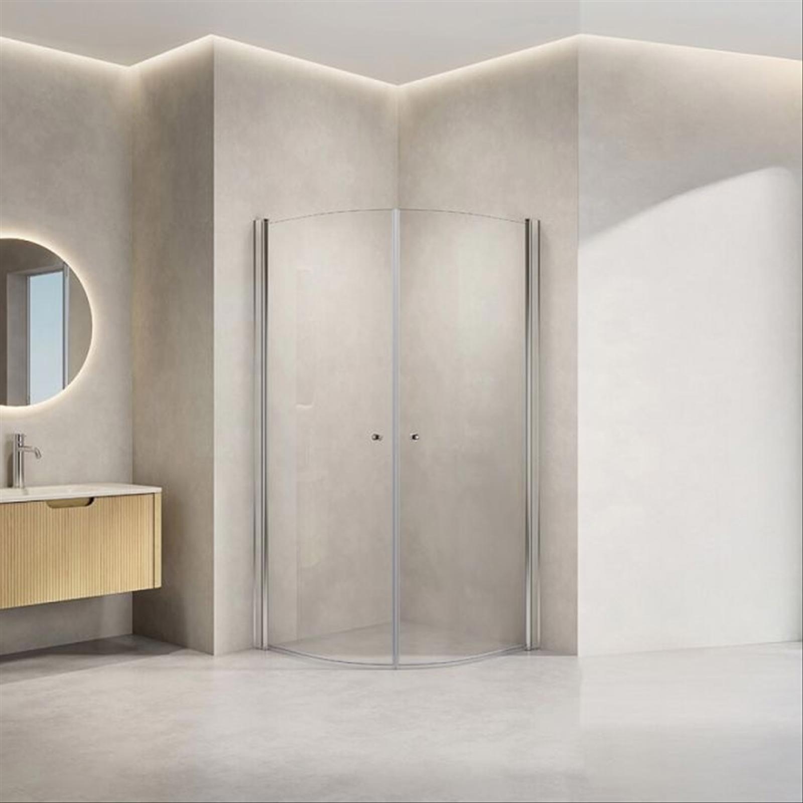 (NEW) NORTIQ ANHOLT ROUND SHOWER ENCLOSURE CLEAR GLASS 90X90 CM