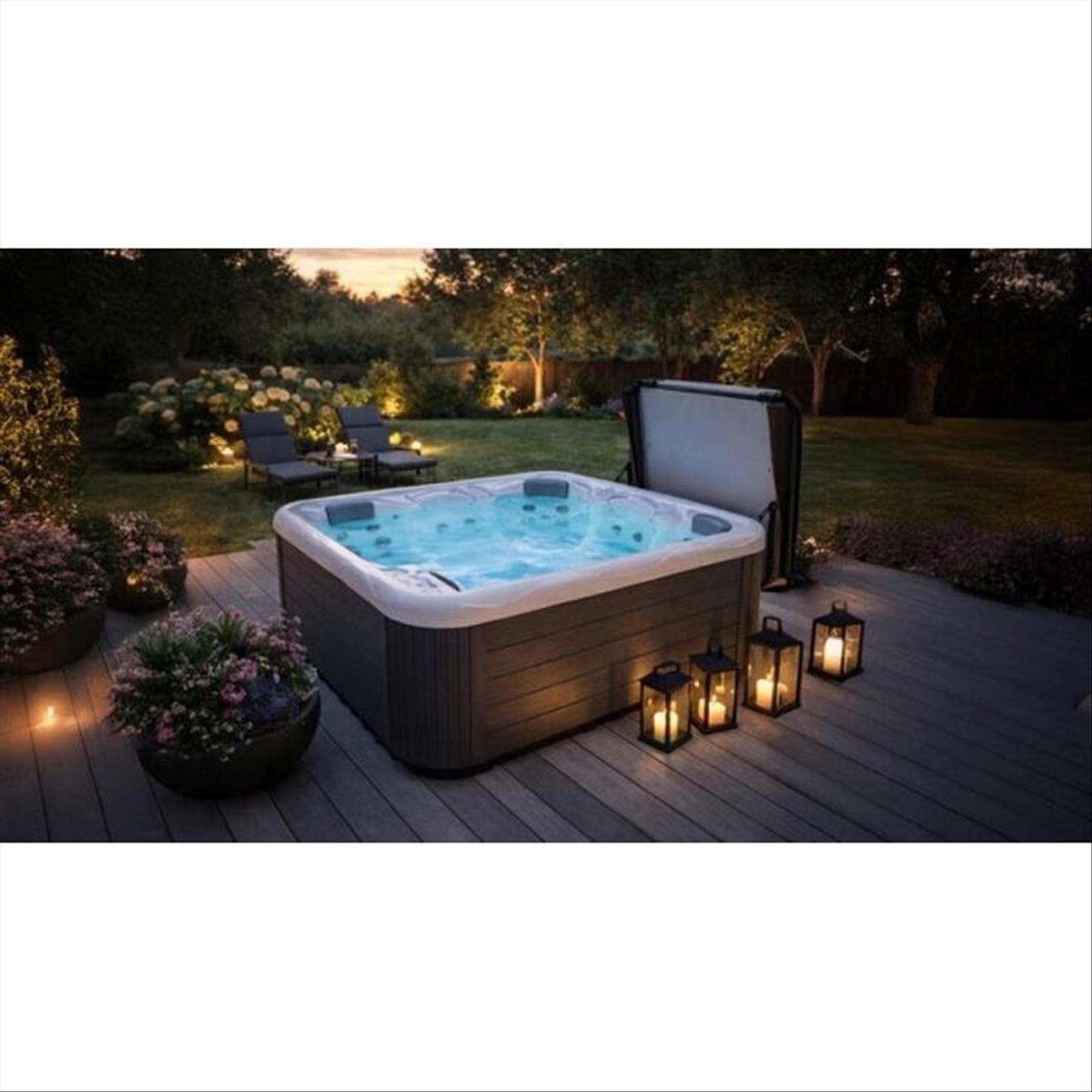 (NEW) WELLIS CALLISTO HOT TUB 5-SEATER 20 JETS ICE WHITE+COVER LIFTER