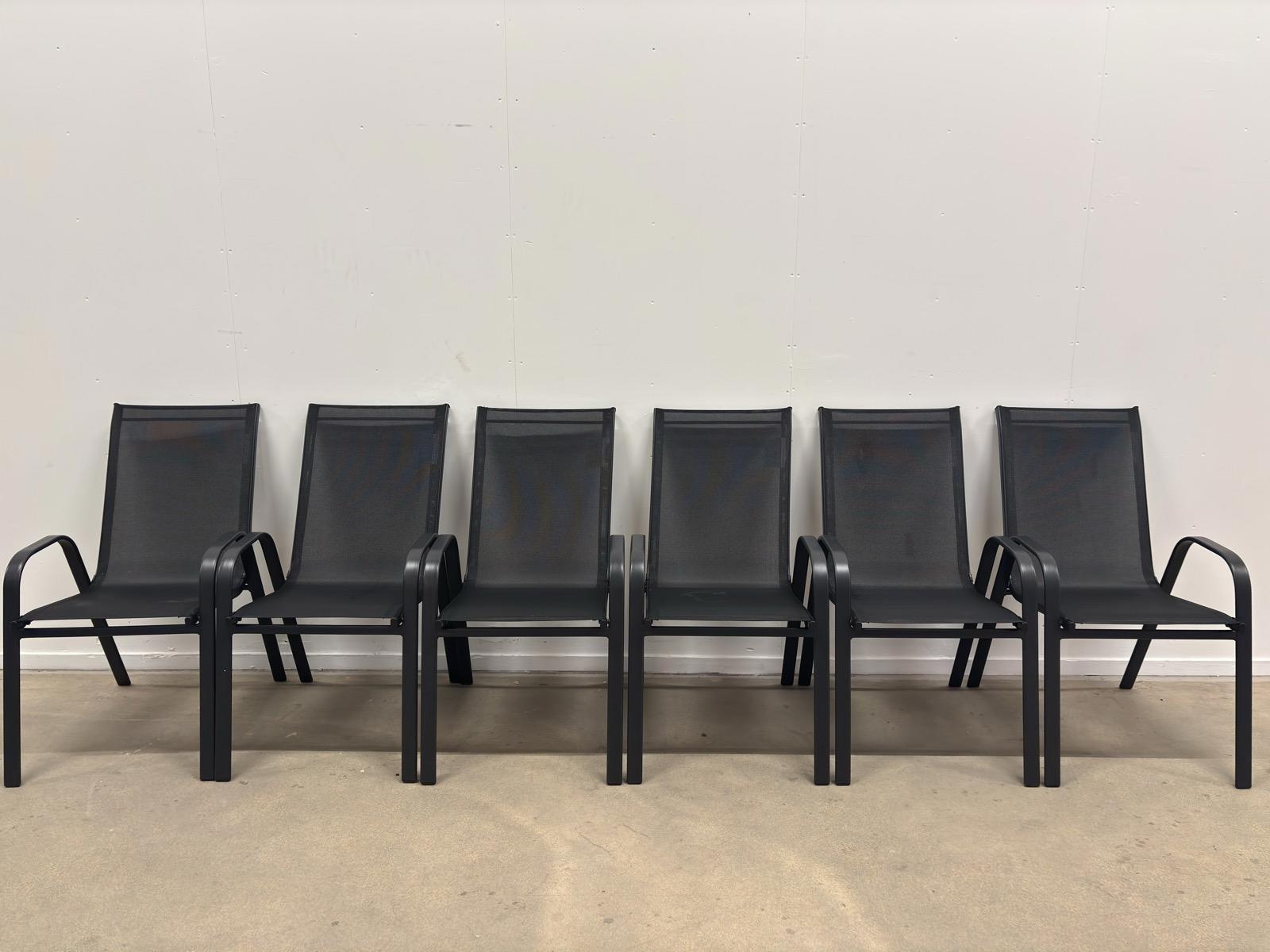 6 Stackable Chairs, Sunfun Emma, Black