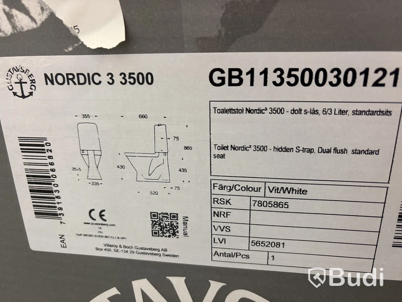 TOALETT GUSTAVSBERG NORDIC3 3500 INK STANDARDSITS