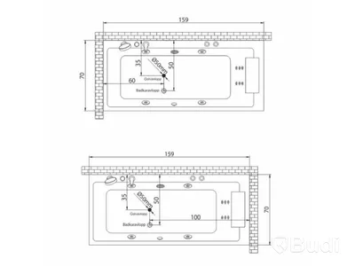 (NEW) Wellino Rectangle whirlpool bathtub