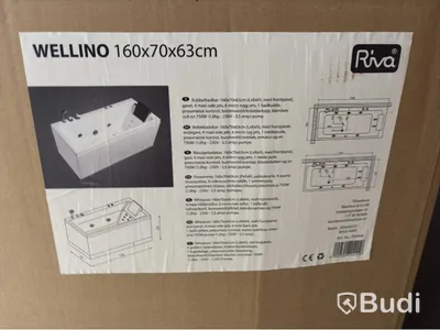 (NEW) Wellino Rectangle whirlpool bathtub
