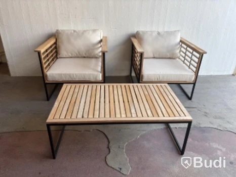 2 st. Fåtöljer inkl. Soffbord Sensum, ASPVIK COMFORT TEAK SVART