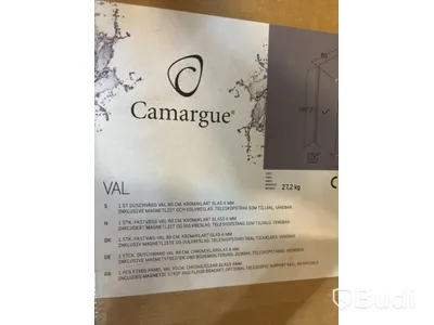(NEW) Camargue Val shower wall, 80 cm, chrome/clear 6 mm glass