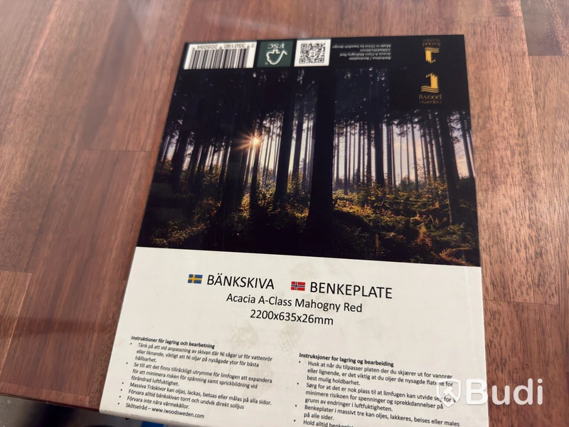 BÄNKSKIVA IWOOD AKACIA RED 2200X635X26MM HÅRDVAXOLJAD