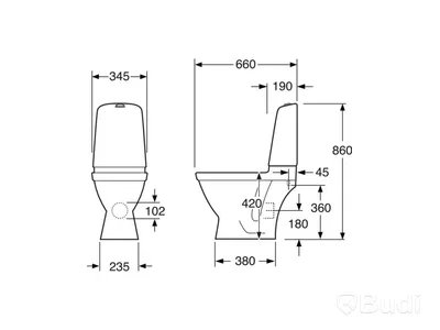 TOALETT GUSTAVSBERG NAUTIC 1510 DOLT P-LÅS HYGIENIC FLUSH
