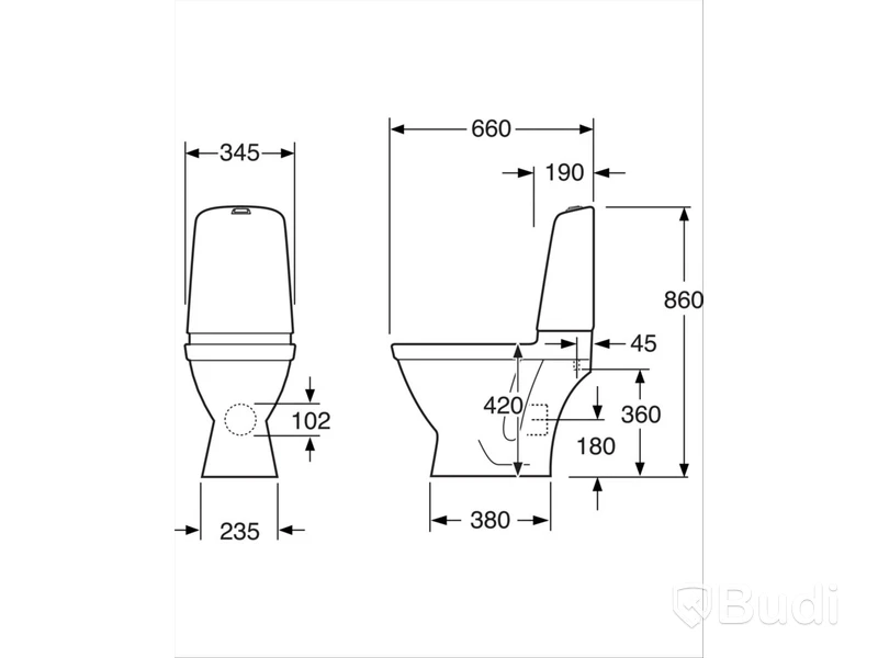 TOALETT GUSTAVSBERG NAUTIC 1510 DOLT P-LÅS HYGIENIC FLUSH