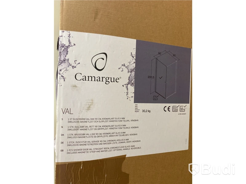 DUSCHDÖRR CAMARGUE VAL RAK 90 CM, KROM KLART GLAS 6MM