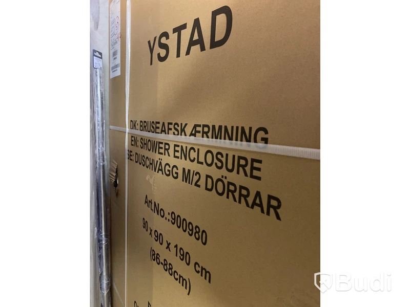 DUSCHHÖRNA NORTIQ YSTAD RAK KLARGLAS 90X90CM