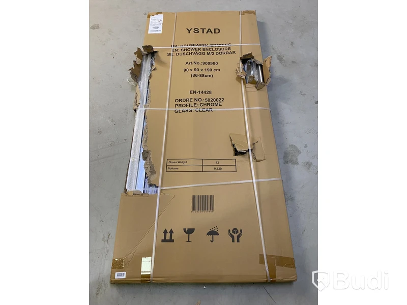 DUSCHHÖRNA NORTIQ YSTAD RAK KLARGLAS 90X90CM
