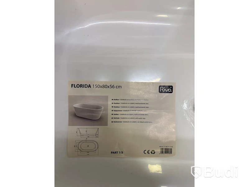 BADKAR RIVA FLORIDA FRISTÅENDE VIT 150 CM