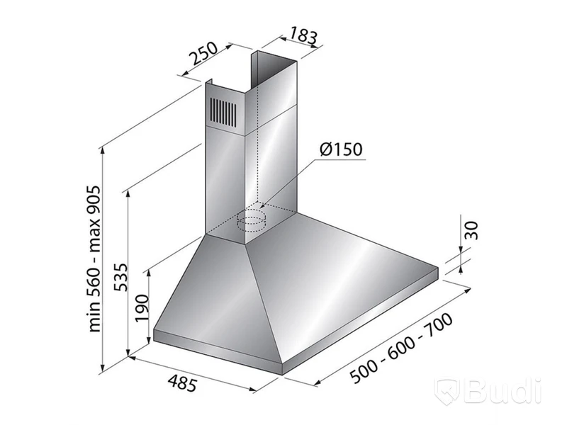 KÖKSFLÄKT THERMEX CAMINO ECO II ROSTFRI 50 CM