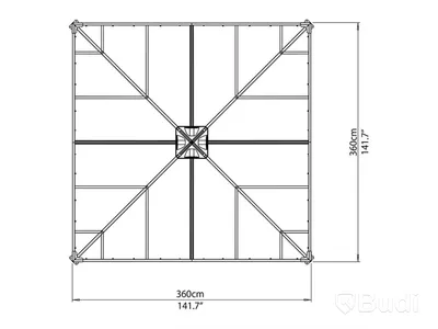 PAVILJONG CANOPIA PALERMO 3600, 360X360CM, ANTRACITGRÅ