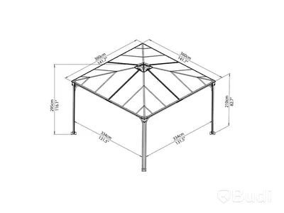 PAVILJONG CANOPIA PALERMO 3600, 360X360CM, ANTRACITGRÅ