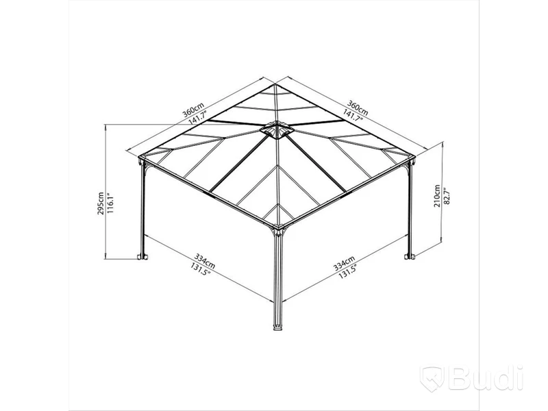 PAVILJONG CANOPIA PALERMO 3600, 360X360CM, ANTRACITGRÅ