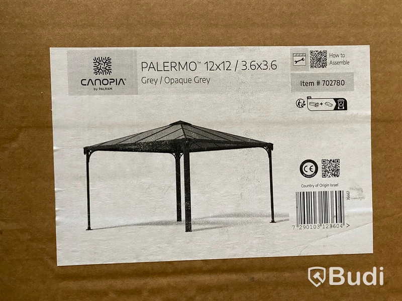 PAVILJONG CANOPIA PALERMO 3600, 360X360CM, ANTRACITGRÅ