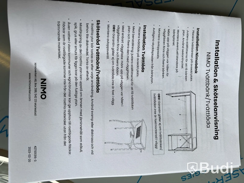 TVÄTTBÄNK NIMO TB 1200 T VIT 120CM