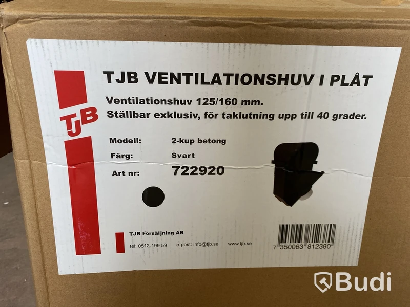 2 st. VENTILATIONSHUV TJB, STÄLLBAR TILL 2-KUPIG BETONGTAKPANNA SVART