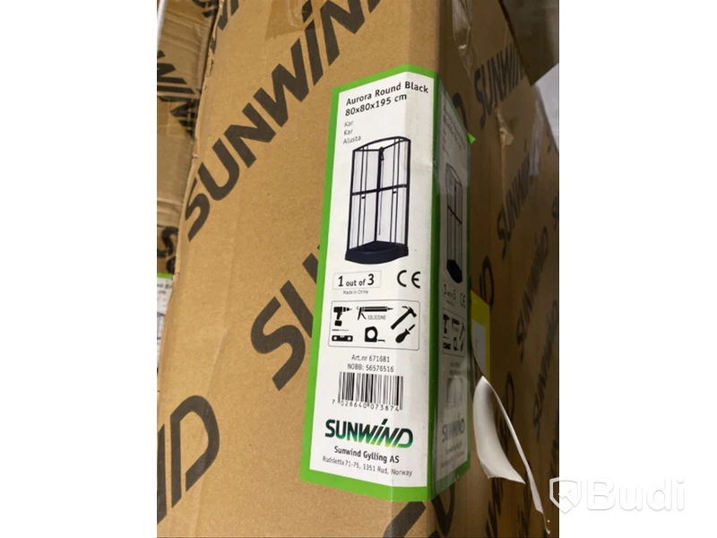 DUSCHKABIN SUNWIND AURORA RUND 80X80X195CM SVART