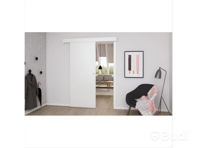 SKJUTDÖRR UTANPÅLIGGANDE SLÄT KOMPAKT 10X21 MED SKENA
