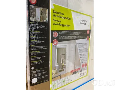 SKJUTDÖRR 2040X830MM VIT MED LINJER INKL. SKENA