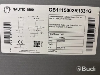 TOALETT GUSTAVSBERG NAUTIC 1500 C+ LIMNING HYGIENIC FLUSH