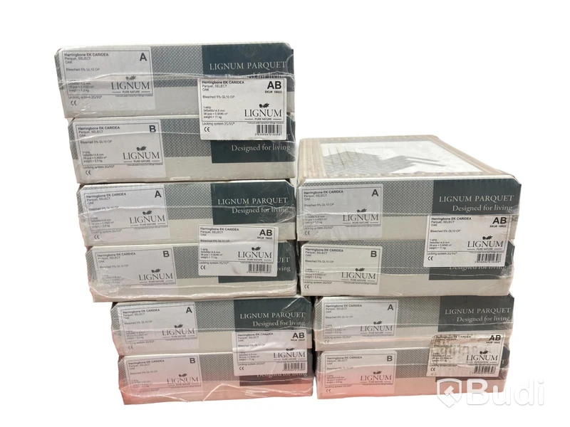 (NEW) 10 packs of Lignum herringbone parquet, Oak Caridea, total approx. 4.523 m²