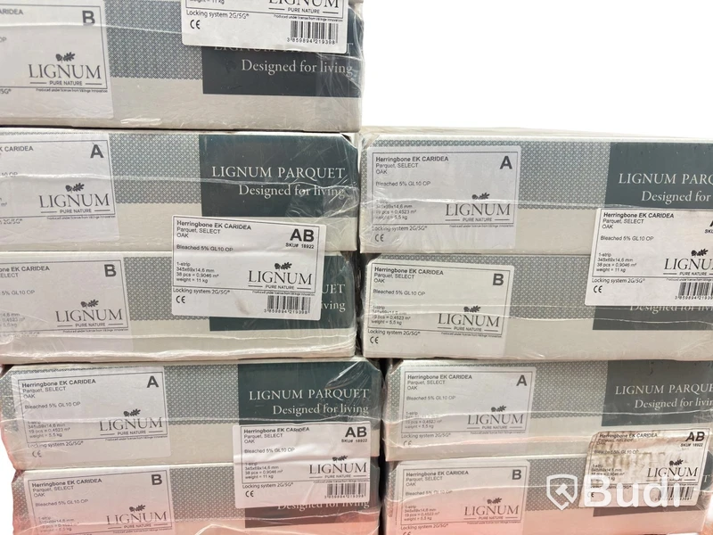 (NEW) 10 packs of Lignum herringbone parquet, Oak Caridea, total approx. 4.523 m²