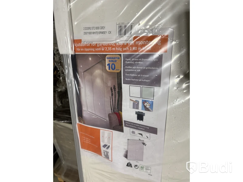 SKJUTDÖRR 1800X2355MM VIT/LJUSGRÅ 2-PACK