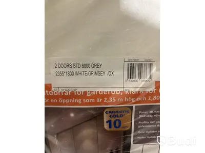 SKJUTDÖRR 1800X2355MM VIT/LJUSGRÅ 2-PACK