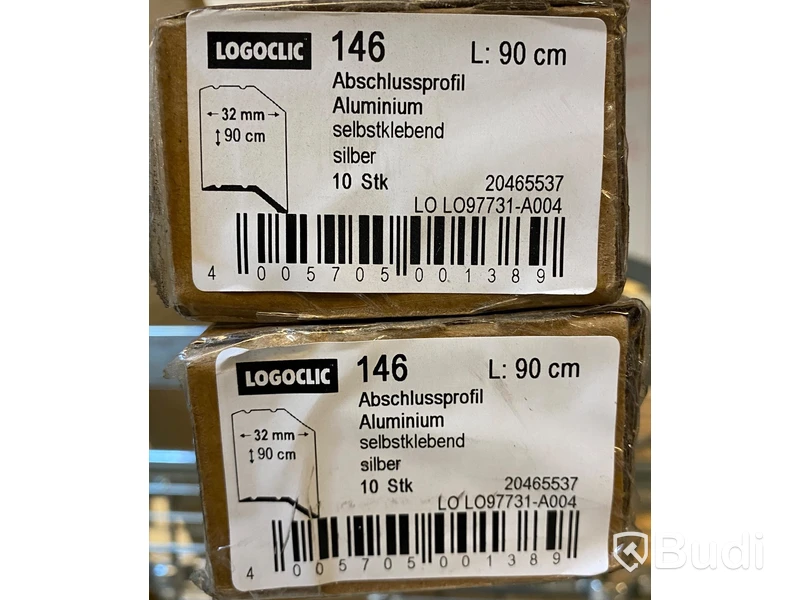 20 st. Ändprofil Logoclic, 146 silverfärgad 900 x 32 mm, självhäftande