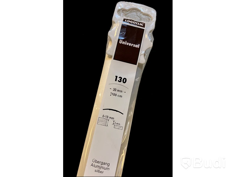10 st. ÖVERGÅNGSPROFIL LOGOCLIC, 130 Universal, självhäftande, 3 x 30 x 1000 mm, silverfärgad