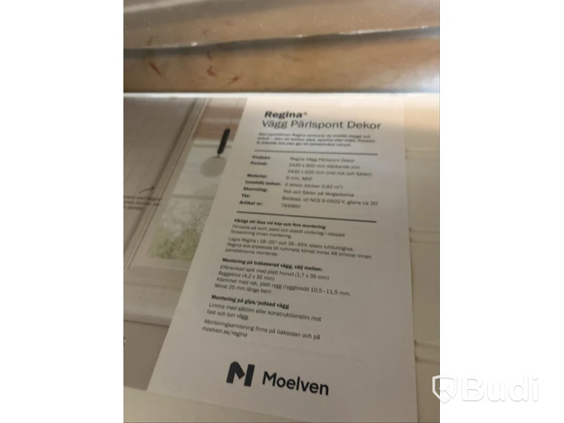 23,2 kvm VÄGGPANEL MOELVEN REGINA PÄRLSPONT VIT 6X620X2435MM