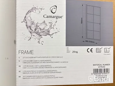DUSCHVÄGG CAMARGUE FRAME NISCH MED SVARTA SPRÖJS 100 CM