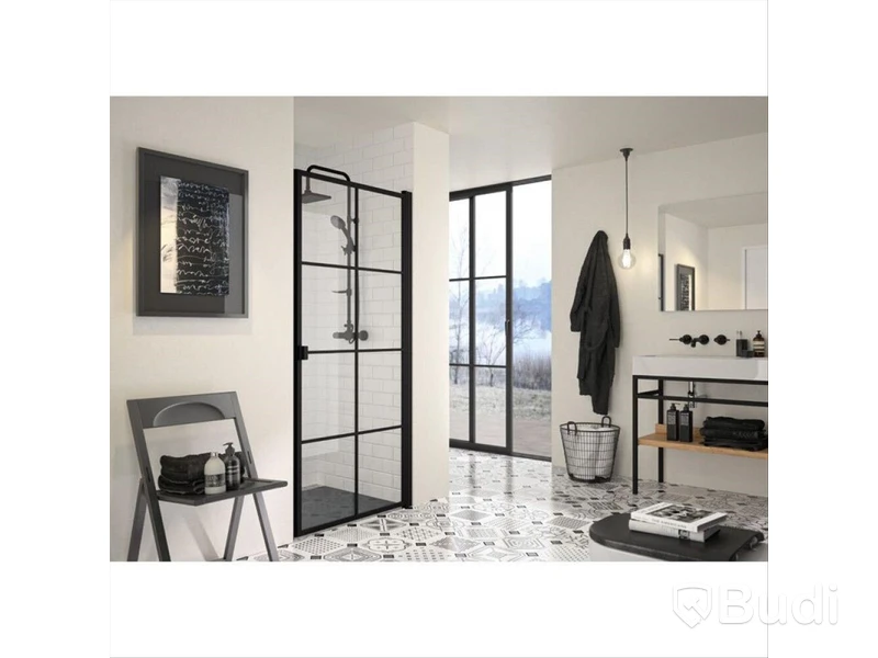 DUSCHVÄGG CAMARGUE FRAME NISCH MED SVARTA SPRÖJS 100 CM