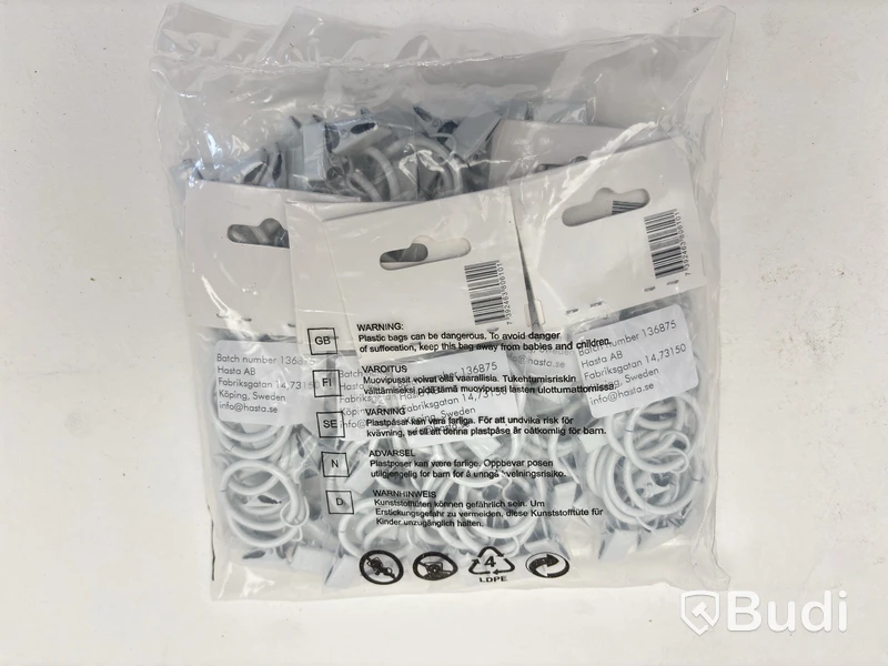RING DB MED KLÄMMA Ø19MM VIT