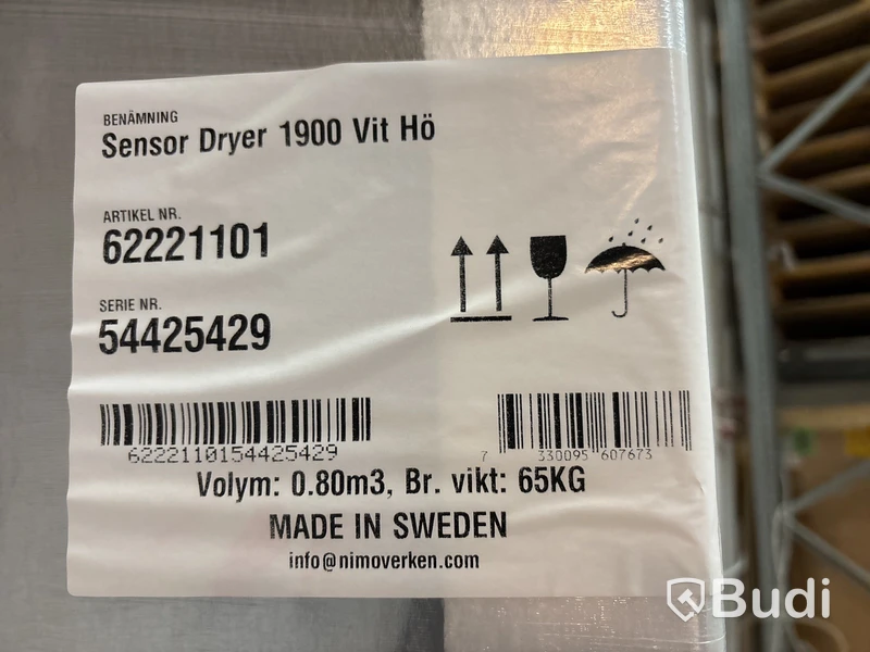 TORKSKÅP NIMO SENSOR DRYER 1900 HÖGER VIT