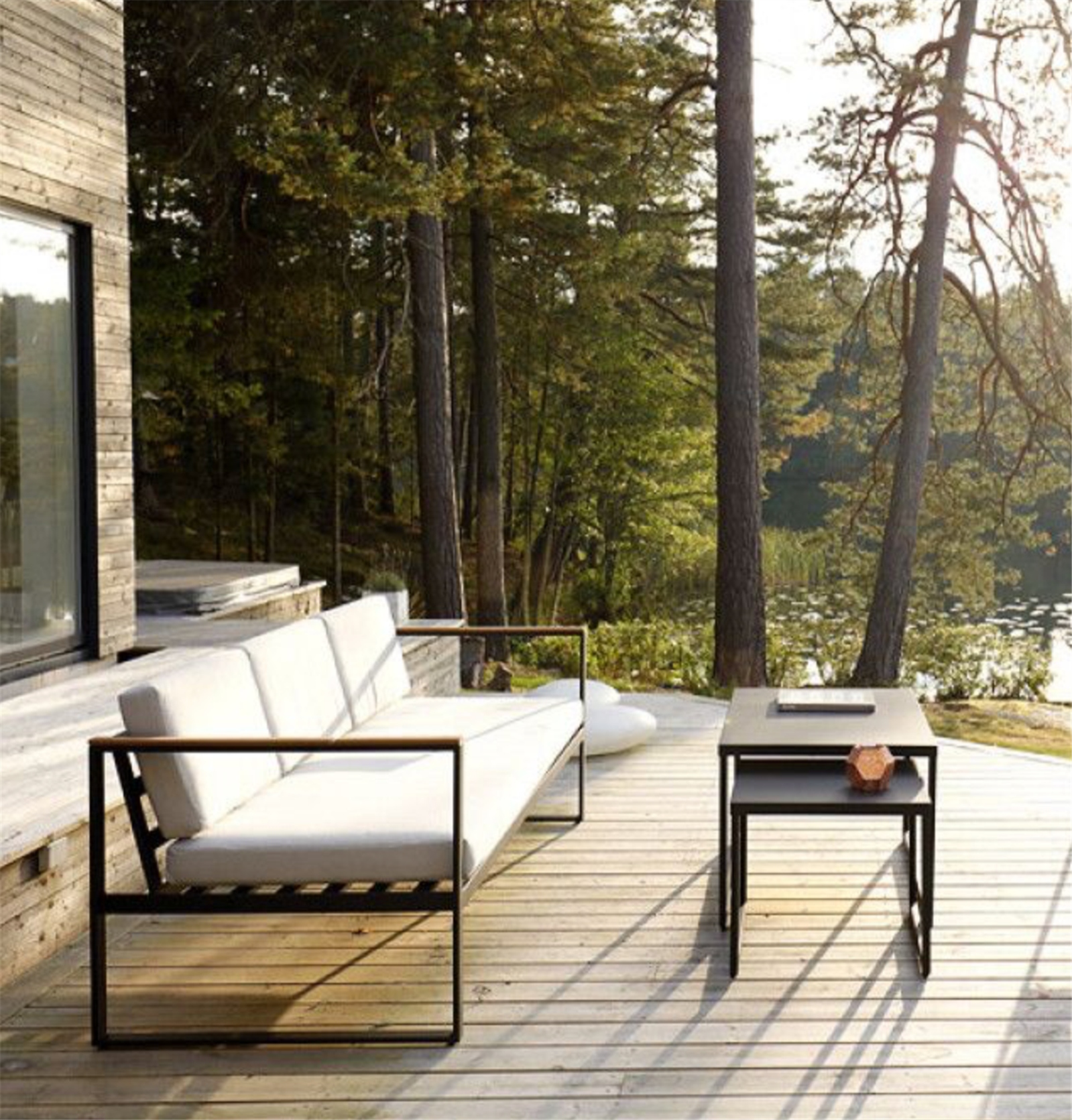 SOFFA OCH 2 ST. SOFFBORD SENSUM, HASSELUDDEN, TEAK SVART