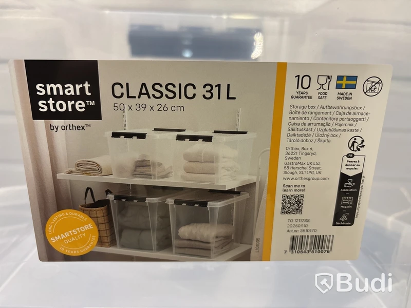 Parti med förvaringslådor Smart Store, utan lock, 31 l